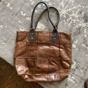Brown Leather Patchwork Purse